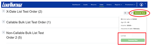 Scheduled Order page